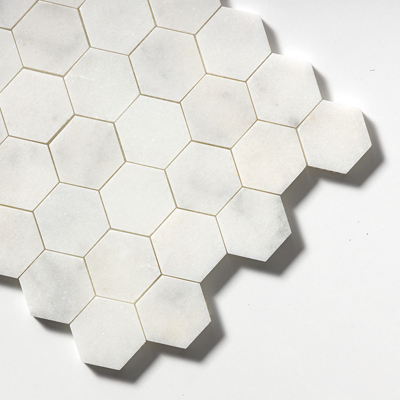 Glacier Honed Hexagon 2 Marble Mosaics 10 3/8×12 (MS00677)