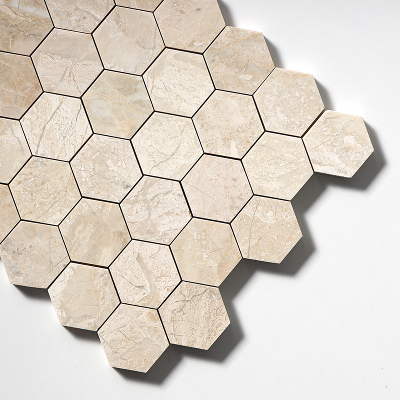 Mosaïques en marbre hexagonal poli Diana Royal 2 10 3/8×12 (MS00787)