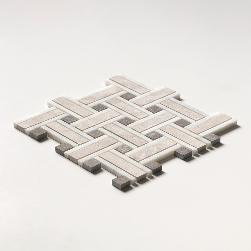 Silver Shadow Honed Lattice Marble Mosaics 12×12 (MS01178)