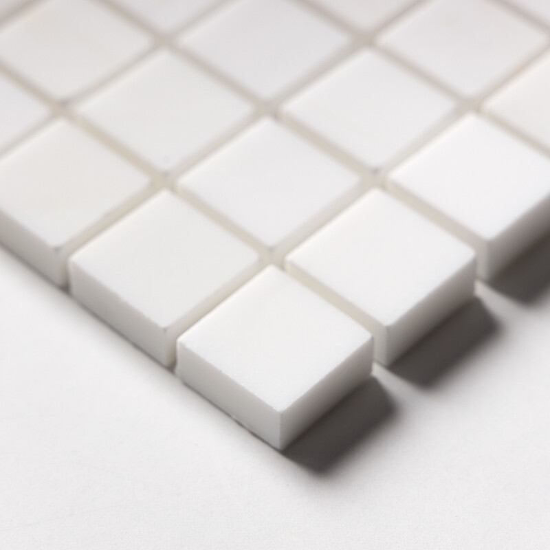 Snow White Polished 1×1 Marble Mosaics 12×12 (MS01236)