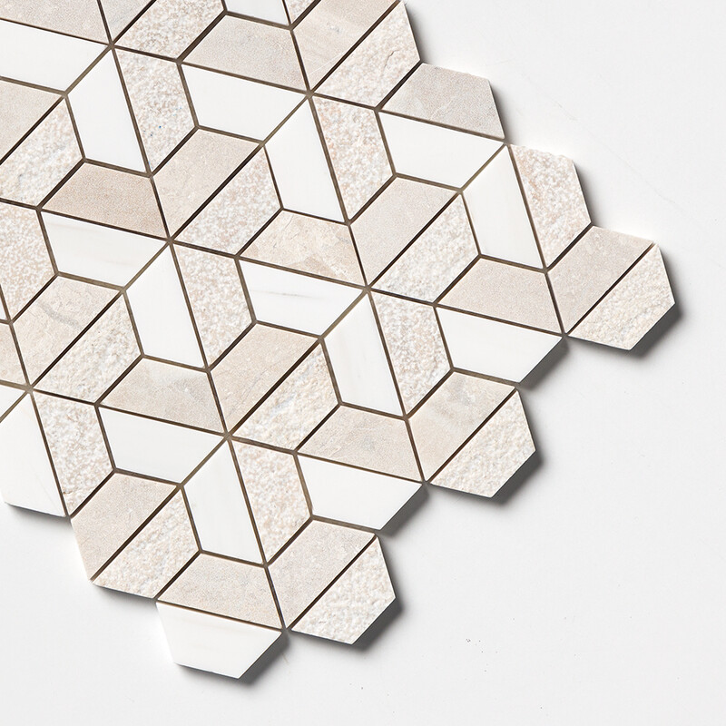 Diana Royal&snow White Textured 3d Hexagon Marble Mosaic 10 3/8×12 (MS01270)