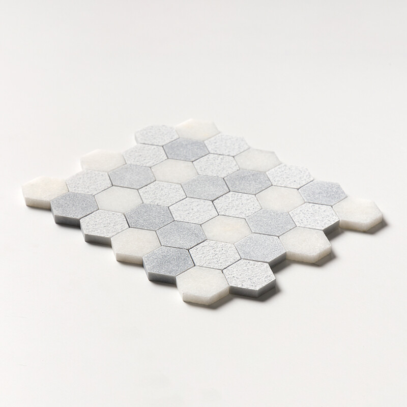 Allure&glacier Textured Hexagon 2 Marble Mosaics 10 3/8×12 (MS01287)