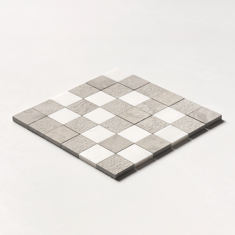 Snow White&britannia Textured 2×2 Limestone Mosaics 12×12 (MS01310)