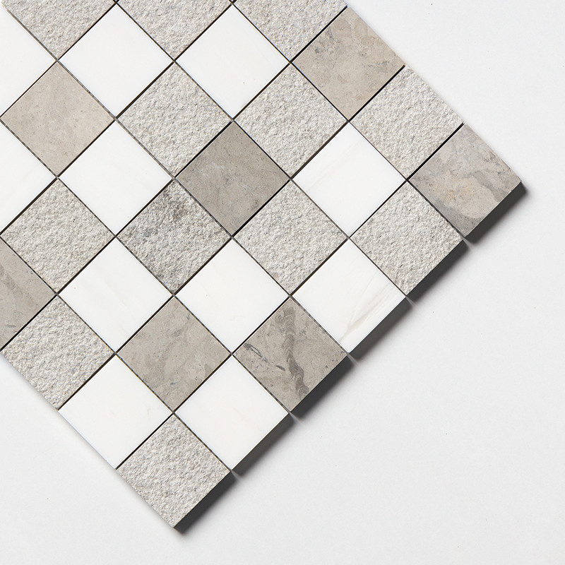 Snow White&britannia Textured 2×2 Limestone Mosaics 12×12 (MS01310)