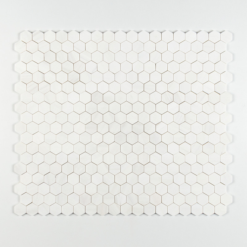Snow White Honed Hexagon 2 Marble Mosaics 10 3/8×12 (MS01324)