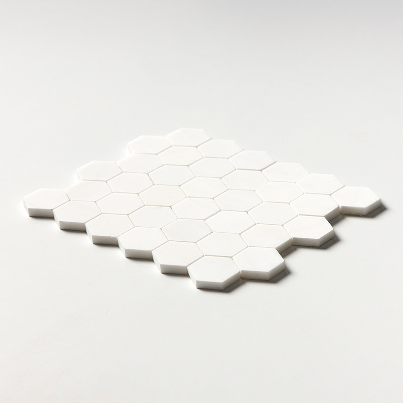Snow White Honed Hexagon 2 Marble Mosaics 10 3/8×12 (MS01324)