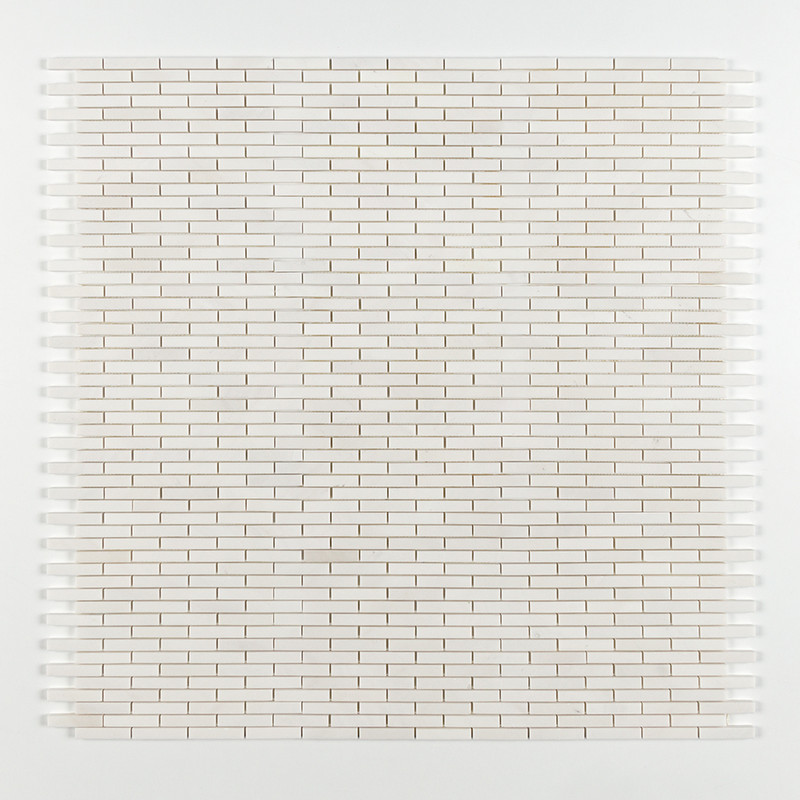 Aspen White Polished 5/8×3 Marble Mosaic 12×12 (MS01351)