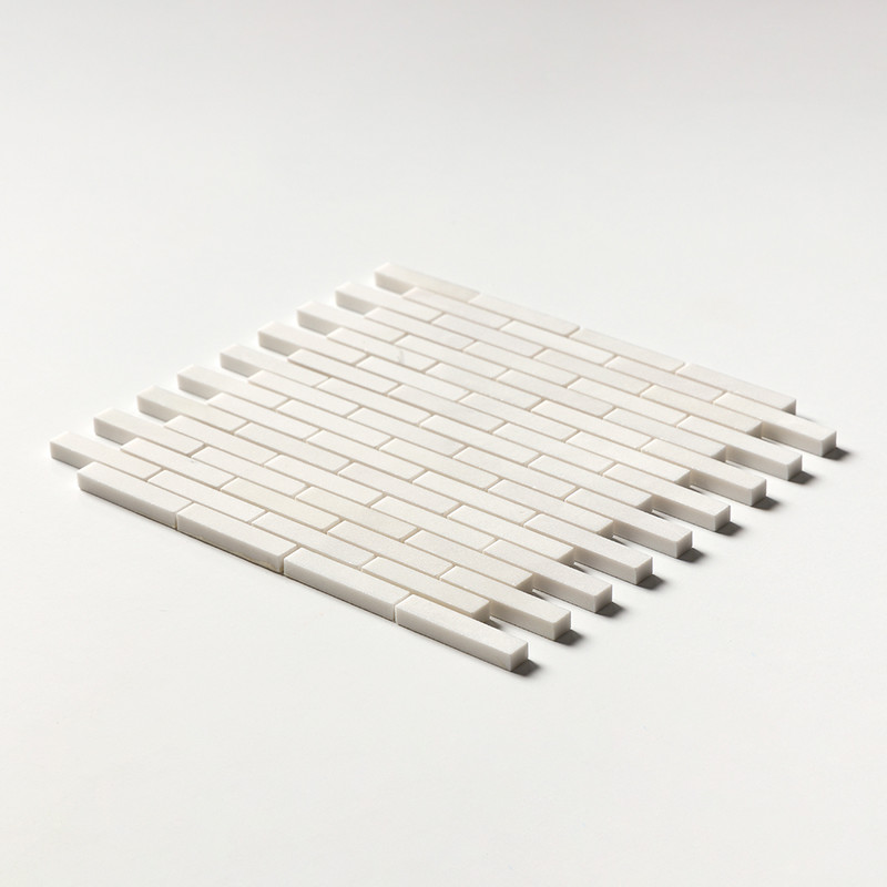 Aspen White Polished 5/8×3 Marble Mosaic 12×12 (MS01351)