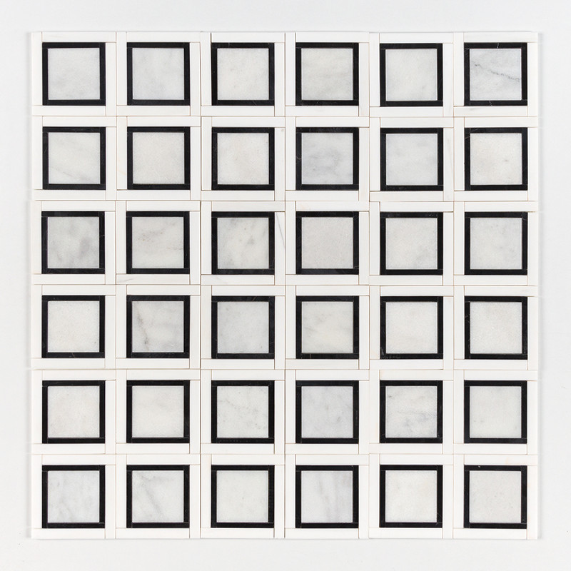 Glacier, Black, Snow White Multi Finish Cambridge Marble Mosaics 12×12 (MS01494)