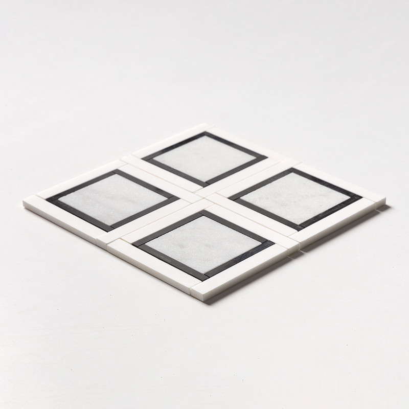 Glacier, Black, Snow White Multi Finish Cambridge Marble Mosaics 12×12 (MS01494)