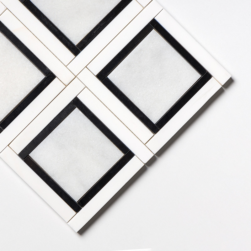 Glacier, Black, Snow White Multi Finish Cambridge Marble Mosaics 12×12 (MS01494)