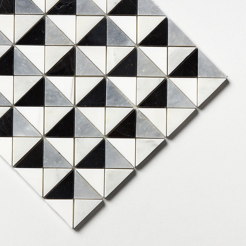 Black, Glacier, Allure, Snow White Multi Finish Devon Marble Mosaics 12 1/2×12 1/2 (MS01499)