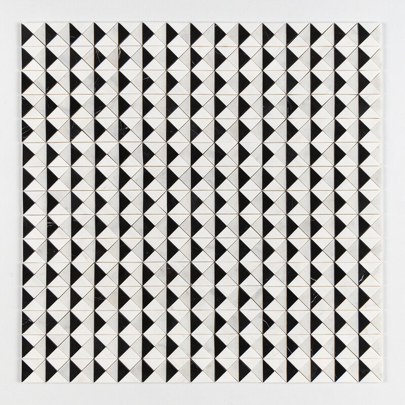 Glacier, Black, Snow White Multi Finish Devon Marble Mosaics 12 1/2×12 1/2 (MS01502)