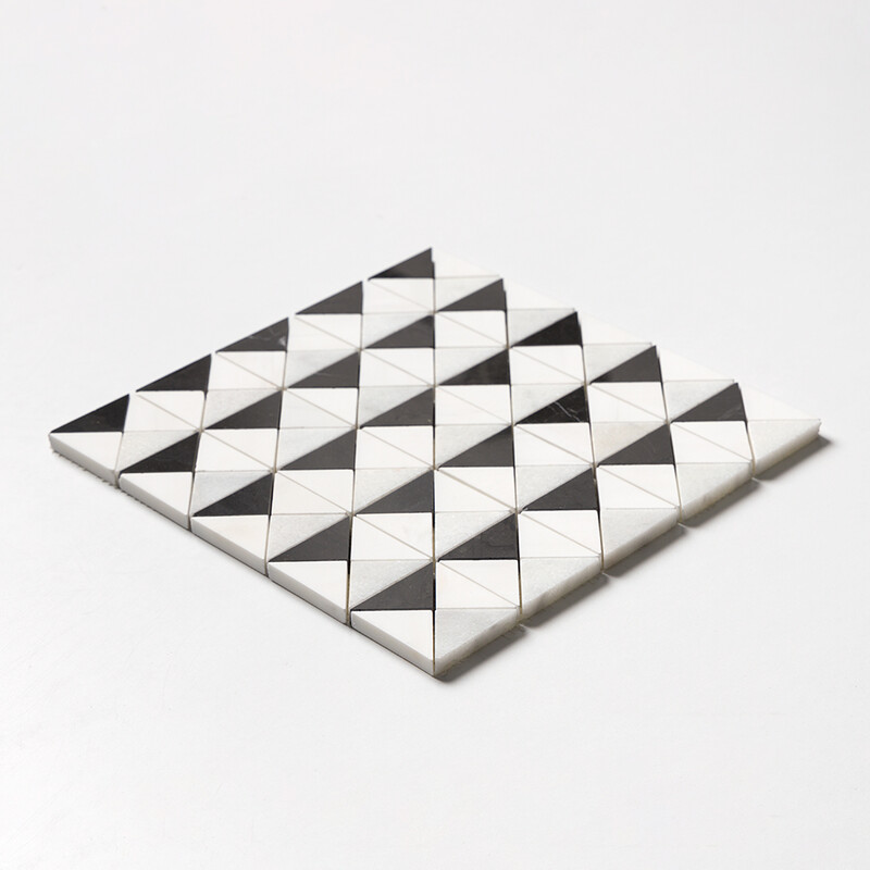 Glacier, Black, Snow White Multi Finish Devon Marble Mosaics 12 1/2×12 1/2 (MS01502)