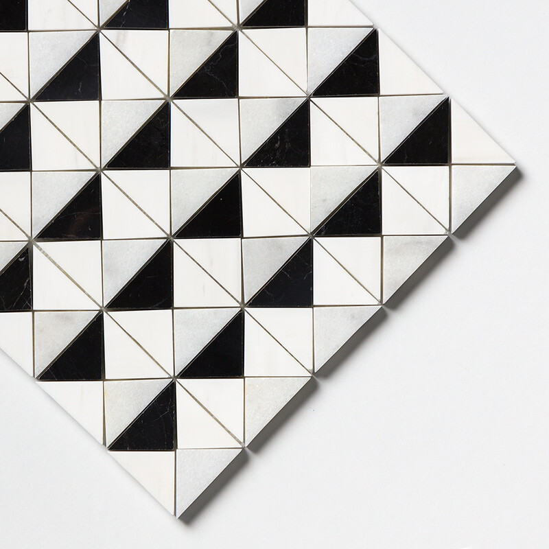 Glacier, Black, Snow White Multi Finish Devon Marble Mosaics 12 1/2×12 1/2 (MS01502)