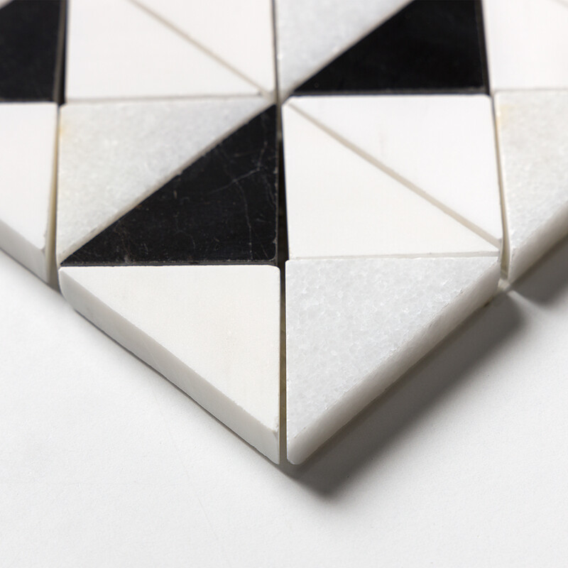 Glacier, Black, Snow White Multi Finish Devon Marble Mosaics 12 1/2×12 1/2 (MS01502)