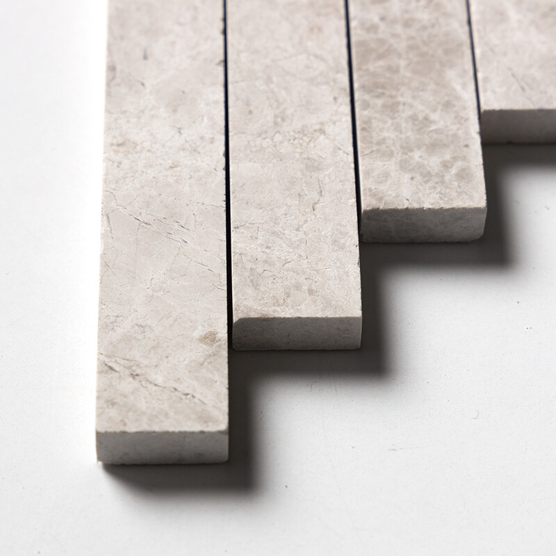 Silver Shadow Honed Large Herringbone Marble Mosaics 12 7/8×9 11/32 (MS01507)