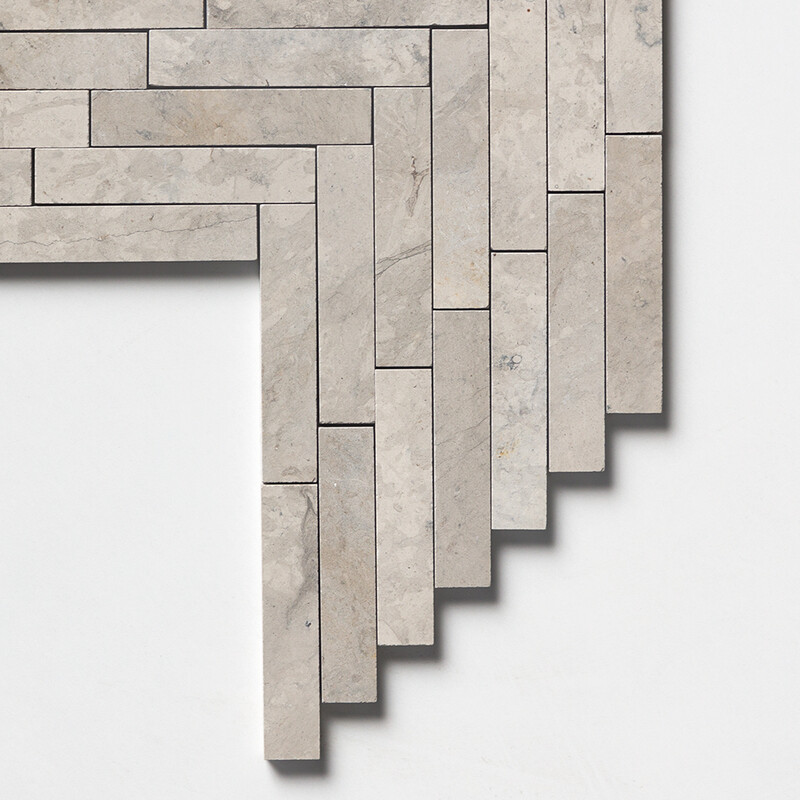 Britannia Honed Large Herringbone Limestone Mosaics 12 7/8×9 11/32 (MS01512)