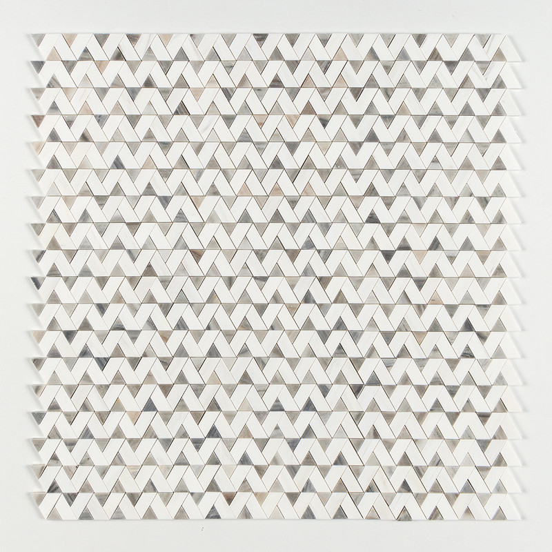 Skyline, Snow White Honed Monte Marble Mosaics 12 3/8×12 3/8 (MS01534)