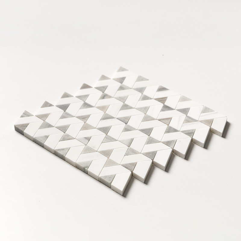 Skyline, Snow White Honed Monte Marble Mosaics 12 3/8×12 3/8 (MS01534)