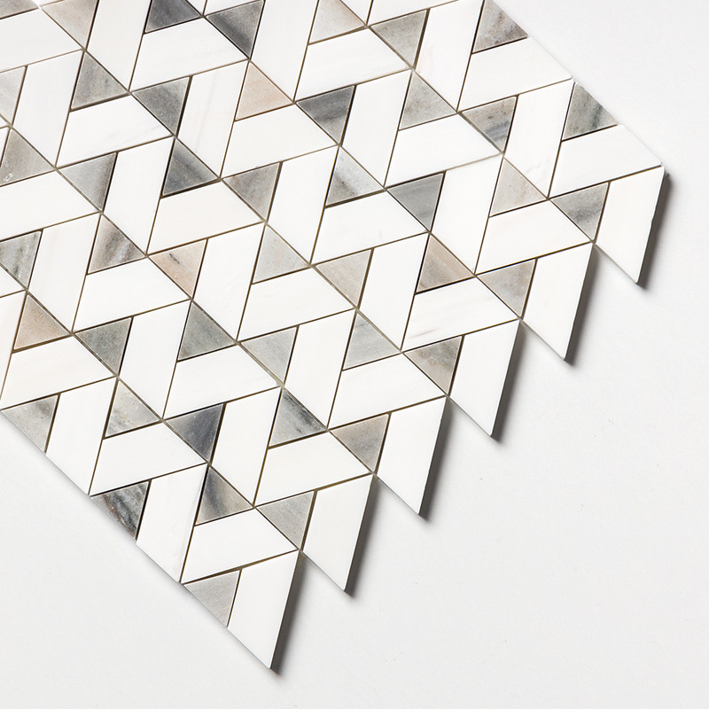 Skyline, Snow White Honed Monte Marble Mosaics 12 3/8×12 3/8 (MS01534)