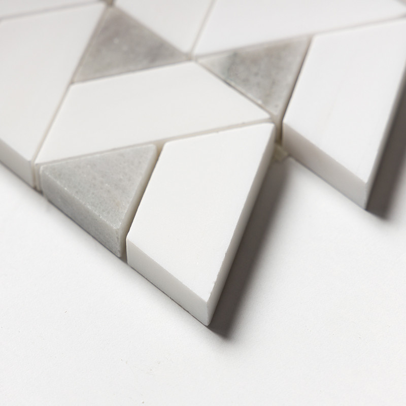 Skyline, Snow White Honed Monte Marble Mosaics 12 3/8×12 3/8 (MS01534)