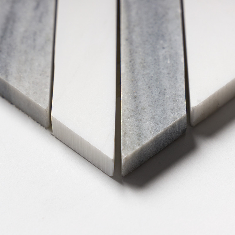 Skyline, Snow White Honed Ponte Marble Mosaics 14 5/16×14 5/16 (MS01542)