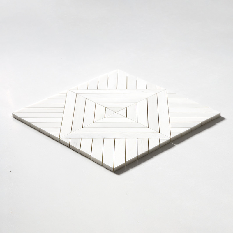 Snow White Multi Finish Ponte Marble Mosaics 14 5/16×14 5/16 (MS01544)