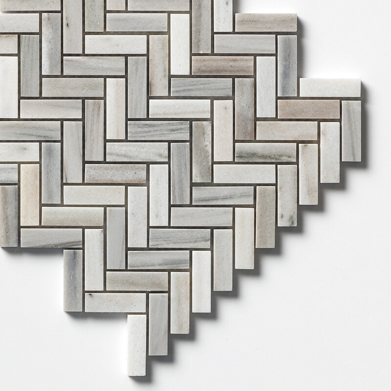 Skyline Polished Herringbone 5/8×2 Marble Mosaics 12 1/8×13 3/8 (MS01596)