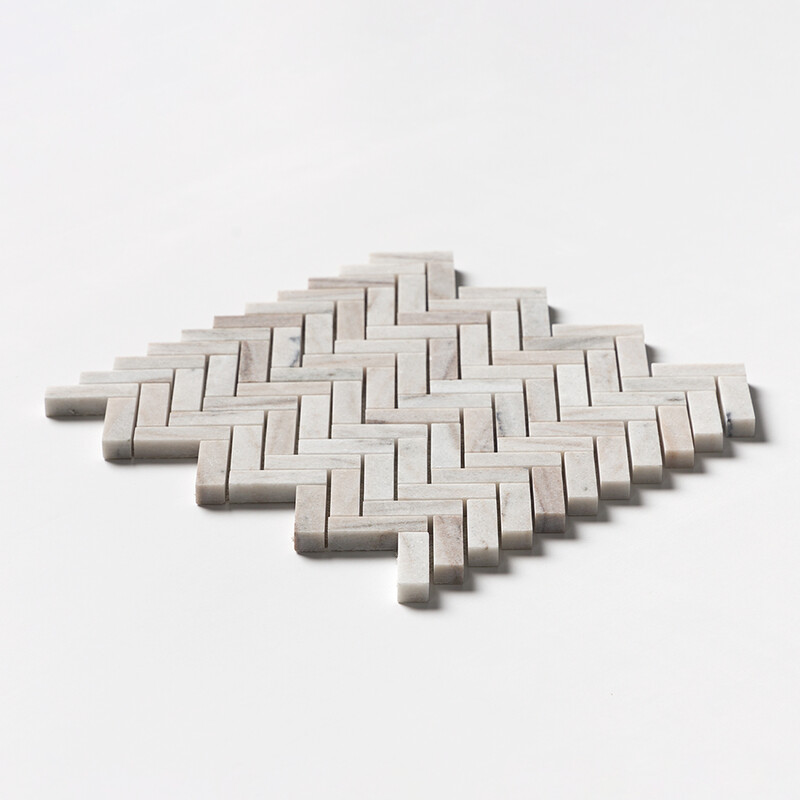Skyline Honed Herringbone 5/8×2 Marble Mosaics 12 1/8×13 3/8 (MS01608)