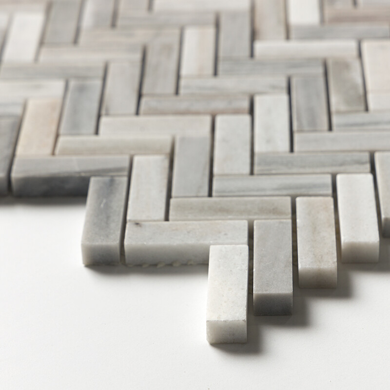 Skyline Honed Herringbone 5/8×2 Marble Mosaics 12 1/8×13 3/8 (MS01608)