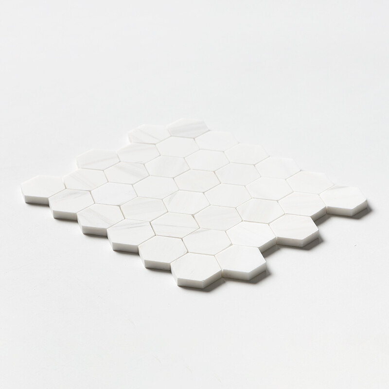 Bianco Dolomiti Classic Honed Hexagon Marble Mosaic 10 3/8×12 (MS01645)