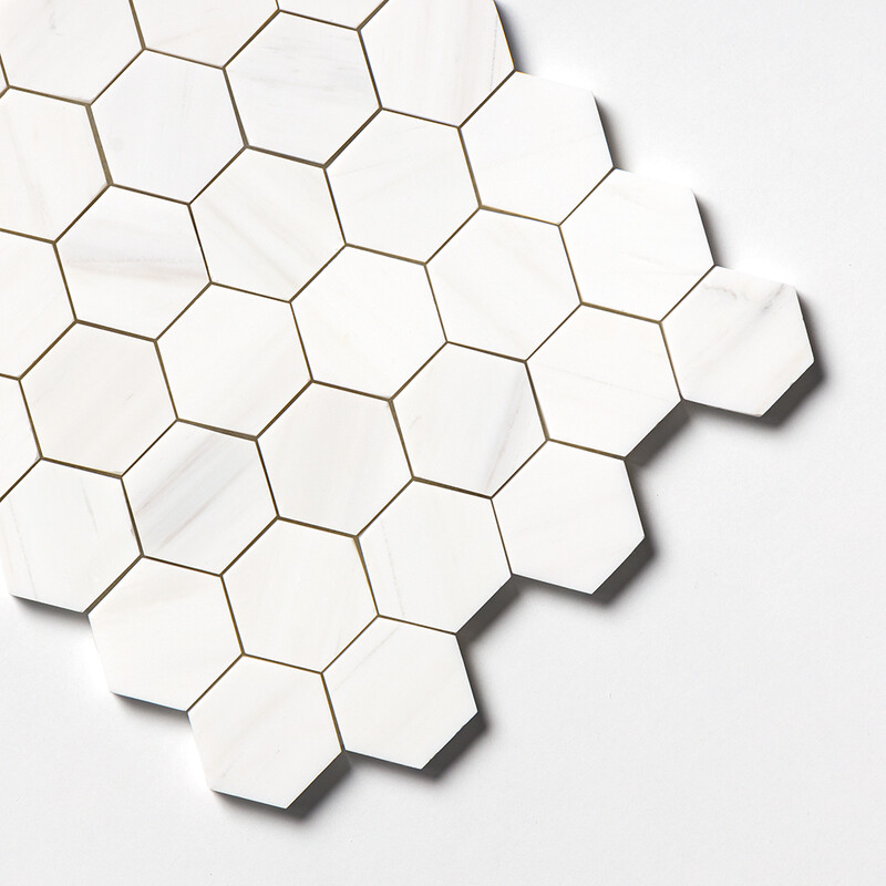 Bianco Dolomiti Classic Honed Hexagon Marble Mosaic 10 3/8×12 (MS01645)