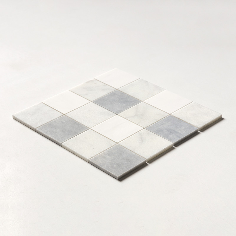 Allure Light, Snow White, Glacier Honed 4×4 Marble Mosaics 16×16 (MS01718)