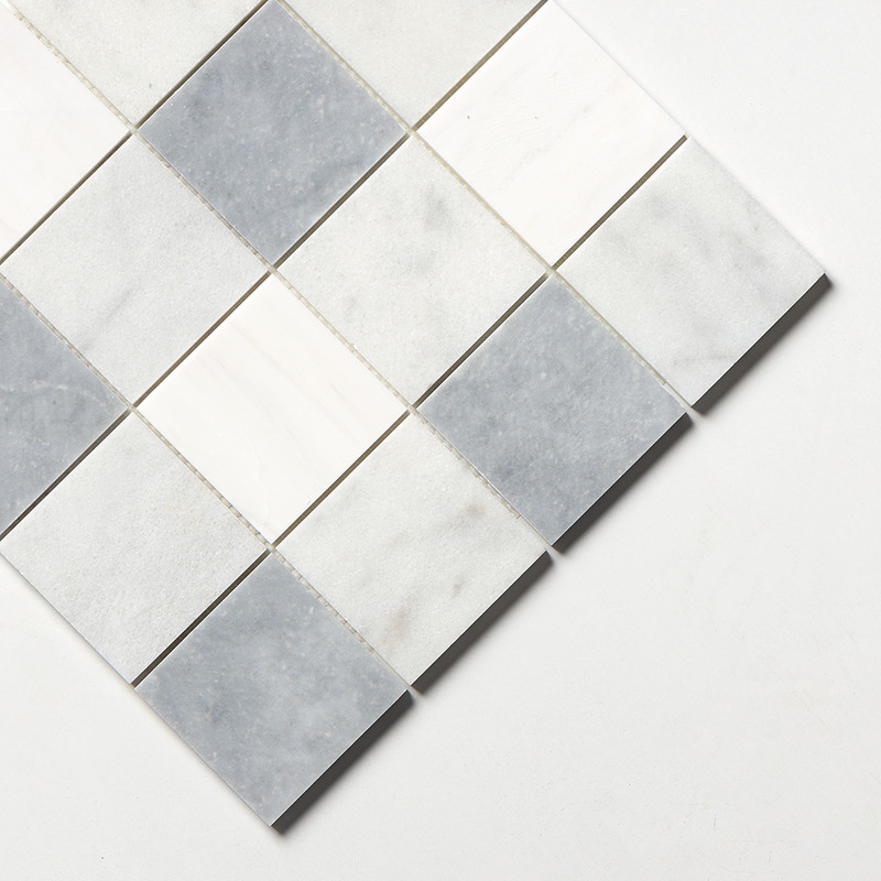 Allure Light, Snow White, Glacier Honed 4×4 Marble Mosaics 16×16 (MS01718)