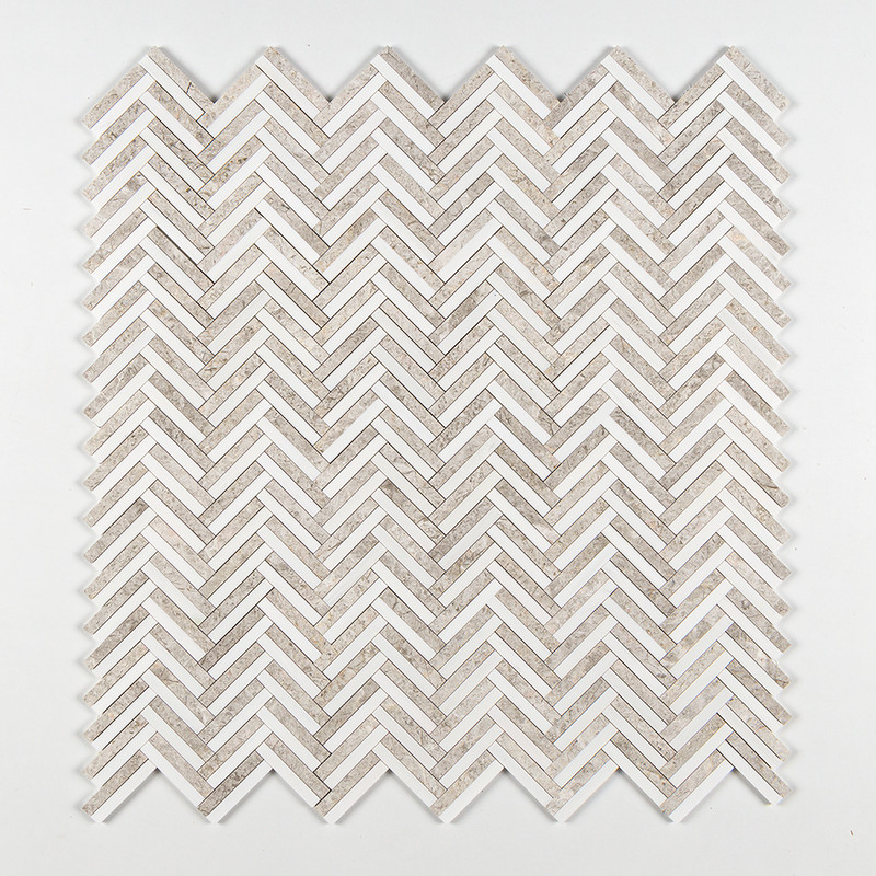 Silver Clouds, Snow White Multi Finish Raya Basket Marble Mosaics 12×12 (MS01763)