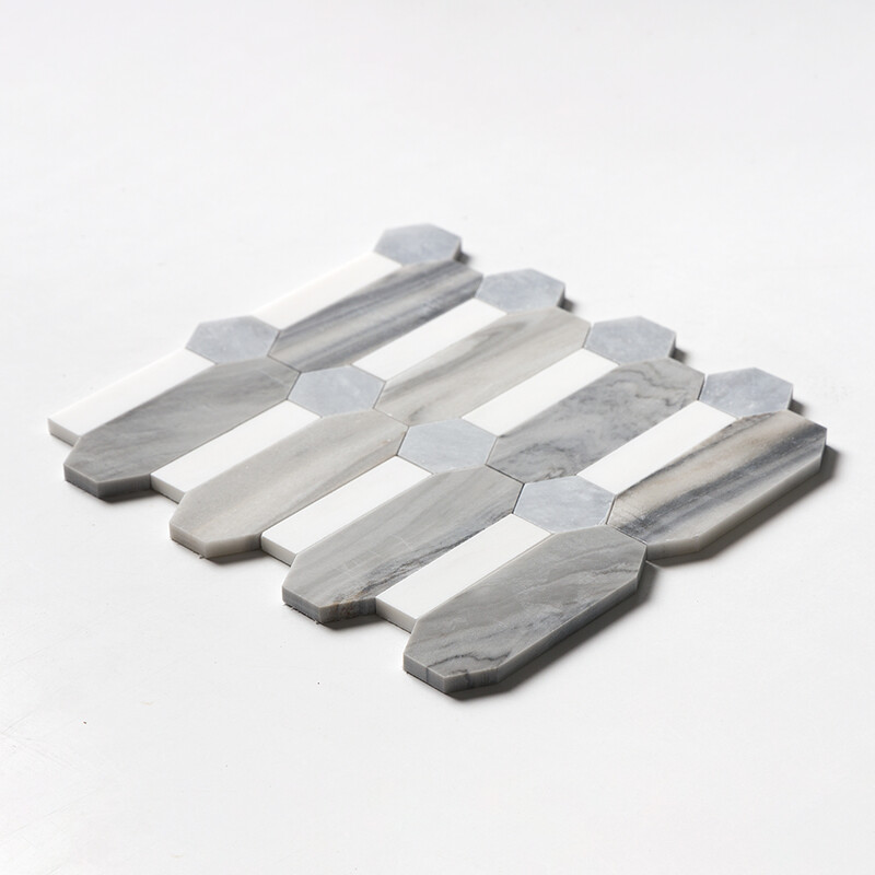Skyline, Snow White, Allure Multi Finish Pillar Marble Mosaics 13×13 (MS01768)