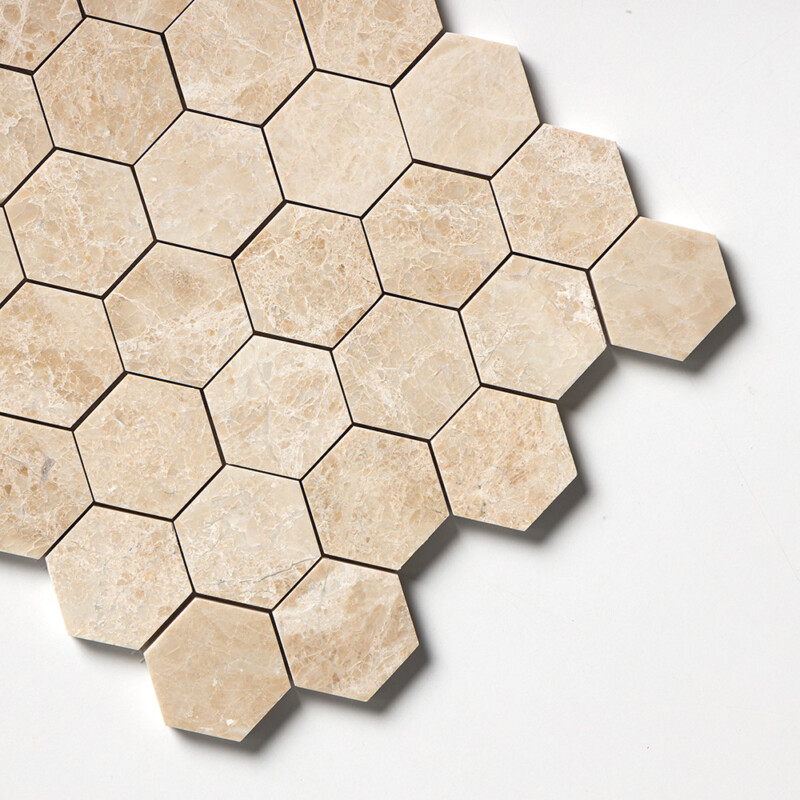 Cappuccino Honed Hexagon 2 Marble Mosaics 10 3/8×12 (MS01864)
