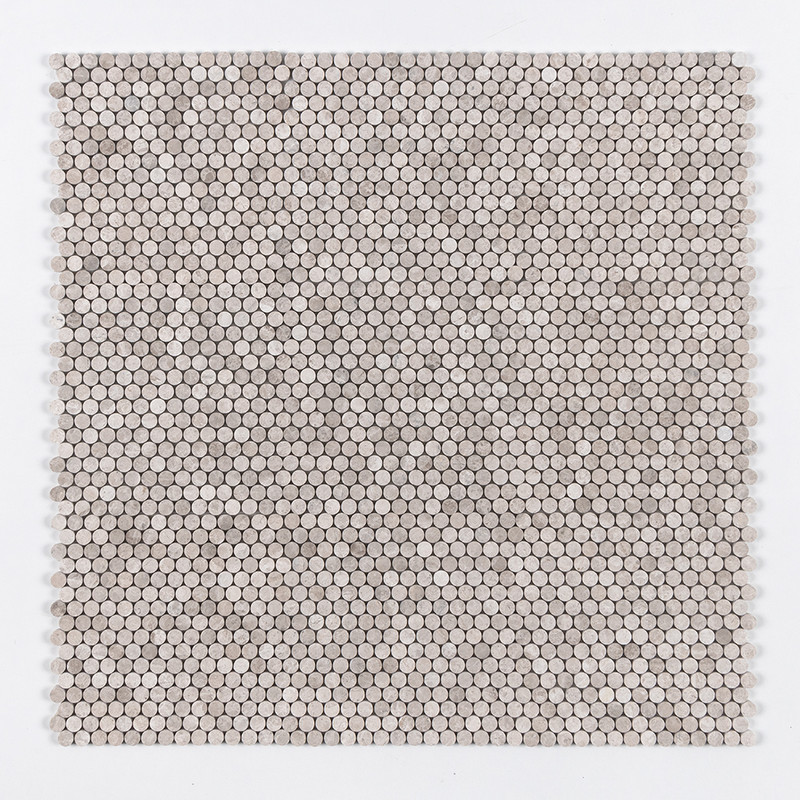 Silver Shadow Honed Penny Round Marble Mosaic 11 1/4×11 3/4 (MS01914)