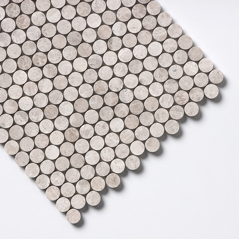 Silver Shadow Honed Penny Round Marble Mosaic 11 1/4×11 3/4 (MS01914)