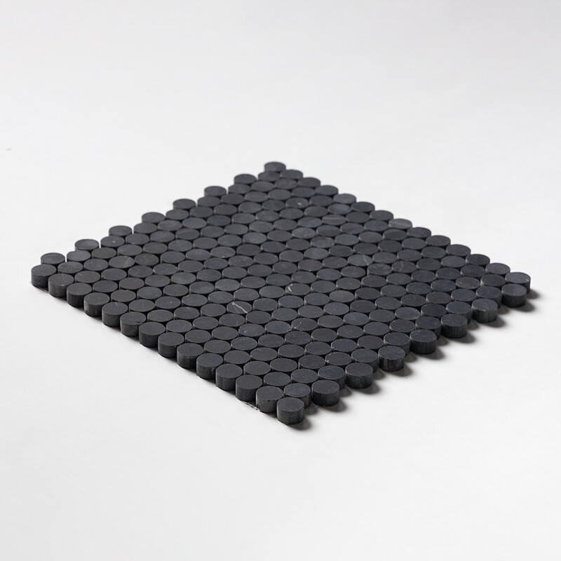 Black Honed Penny Round Marble Mosaics 11 1/4×11 3/4 (MS01926)