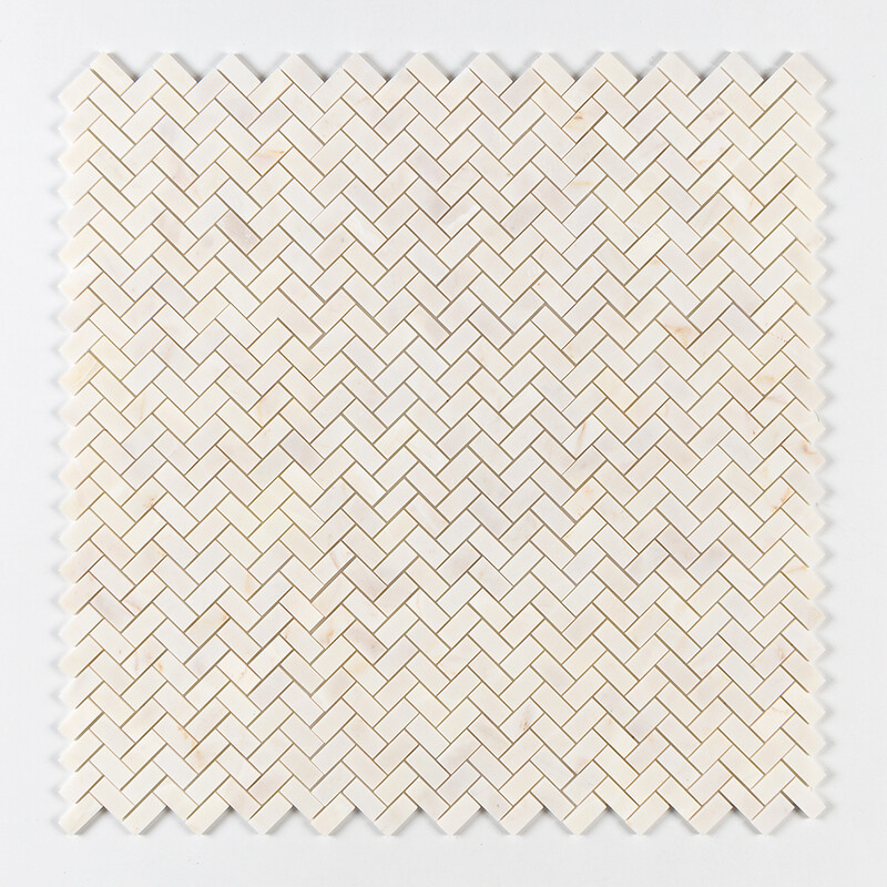 Calacatta Amber Honed Herringbone 1×2 Marble Mosaics 11×11 (MS01995)