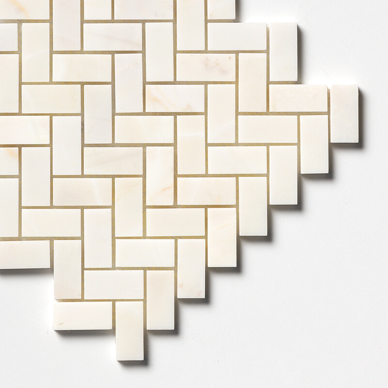 Calacatta Amber Honed Herringbone 1×2 Marble Mosaics 11×11 (MS01995)