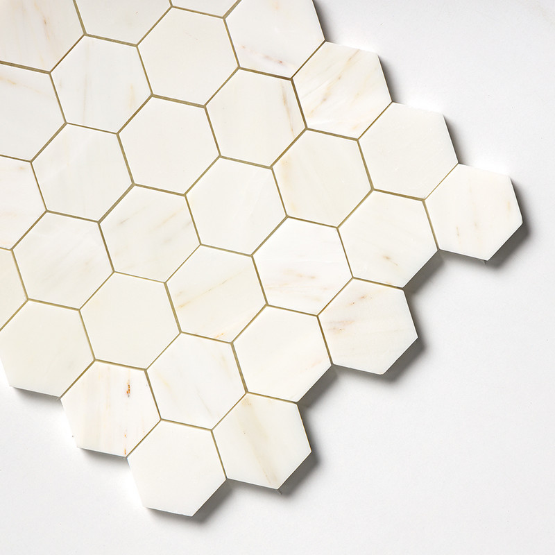 Calacatta Amber Honed Hexagon Marble Mosaics 10 3/8×12 (MS01996)