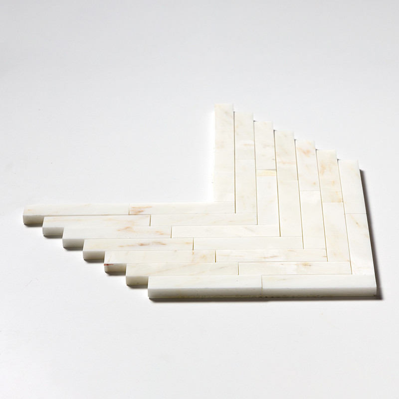 Calacatta Amber Honed Large Herringbone Marble Mosaics 12 7/8×9 11/32 (MS02001)