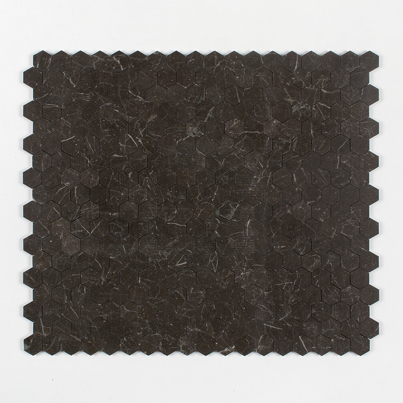 Iris Black Honed Hexagon Marble Mosaics 10 3/8×12 (MS02002)