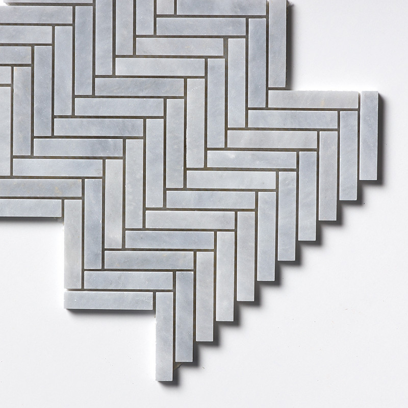 Allure Light Honed Herringbone 5/8×3 Marble Mosaics 10 7/16×12 13/16 (MS02038)