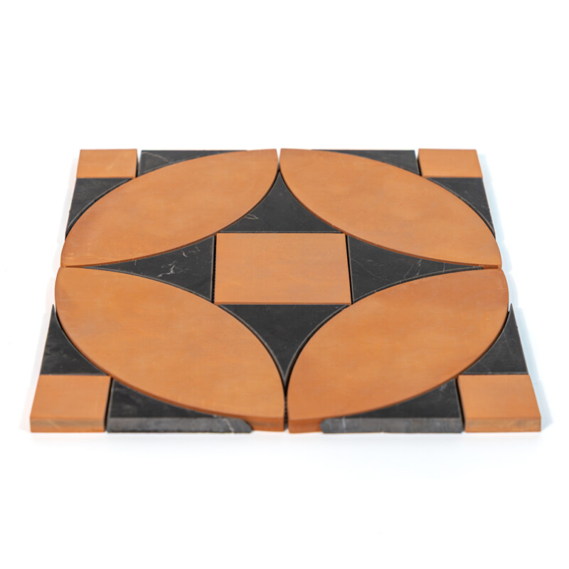 Black Honed, Terracotta Honed Emna Marble Mosaics 11 7/16×12 1/2 (MS02084)