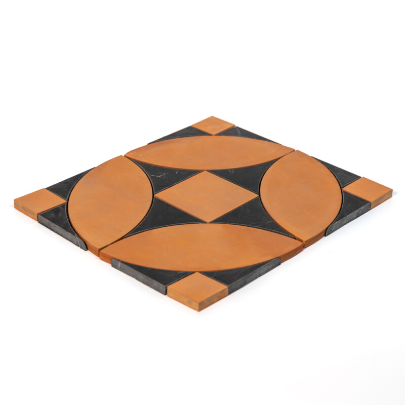 Black Honed, Terracotta Honed Emna Marble Mosaics 11 7/16×12 1/2 (MS02084)
