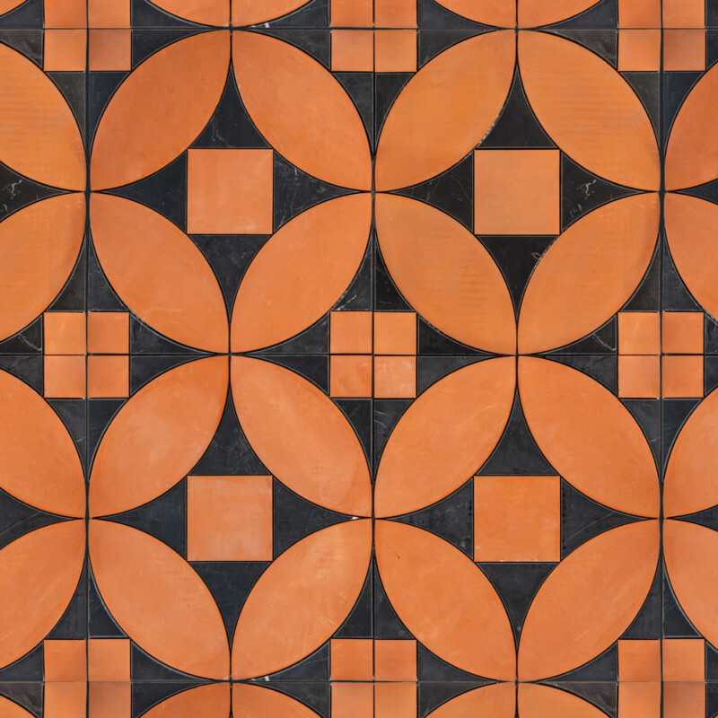 Black Honed, Terracotta Honed Emna Marble Mosaics 11 7/16×12 1/2 (MS02084)